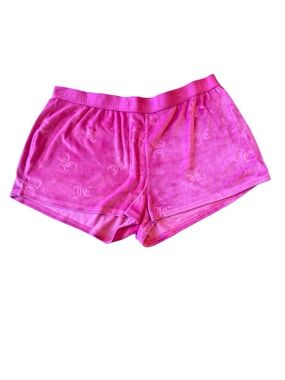 Juicy Couture Sleep Shorts XL Pink Velour Logo Lounge Pajama Bottoms Y2K